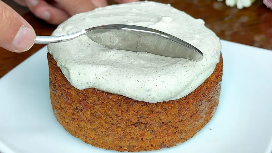 Apple Nut Cake with Cinnamon Cream Topping