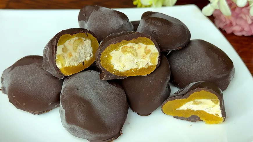 Chocolate Covered Apricot Cream Bites