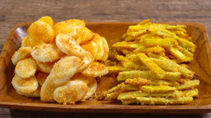 Honey Coated Rice Cakes and Sweet Potato Fries
