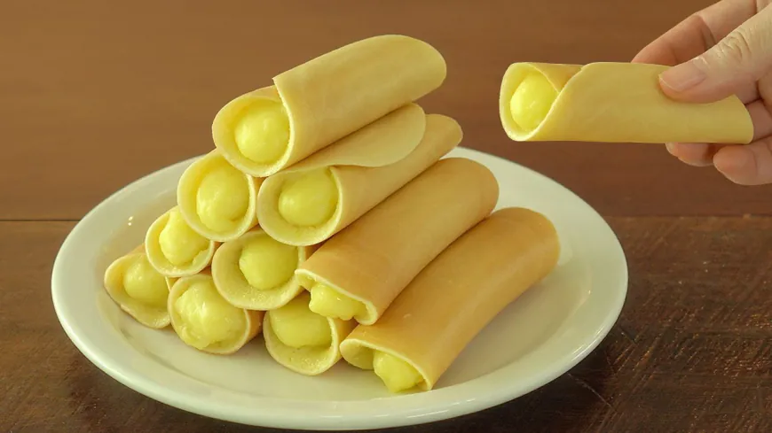 Custard Filled Crepe Rolls Recipe