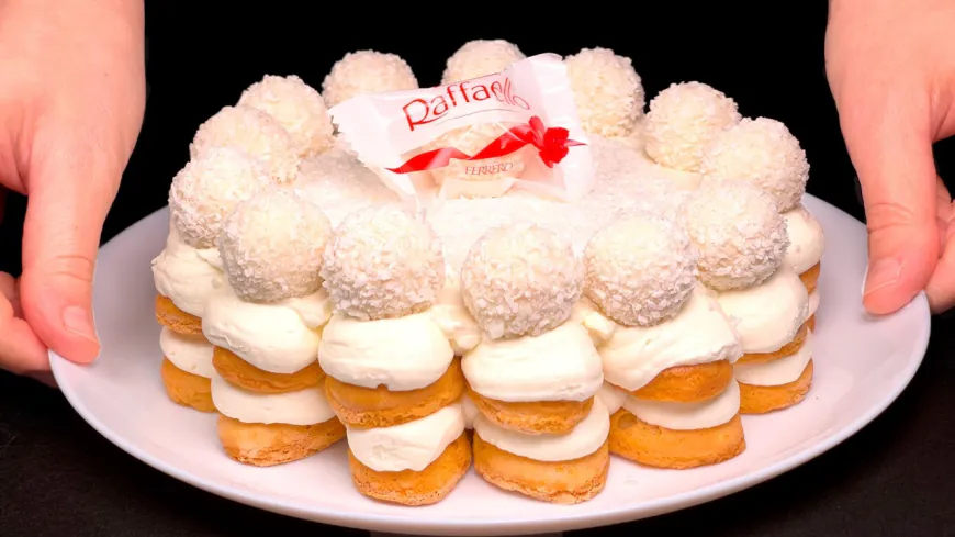 No Bake Raffaello Cream Cake Recipe