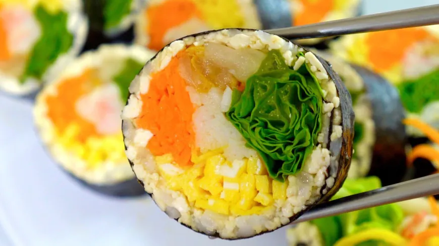 Kimchi Tofu and Crab Roll with Carrot Salad