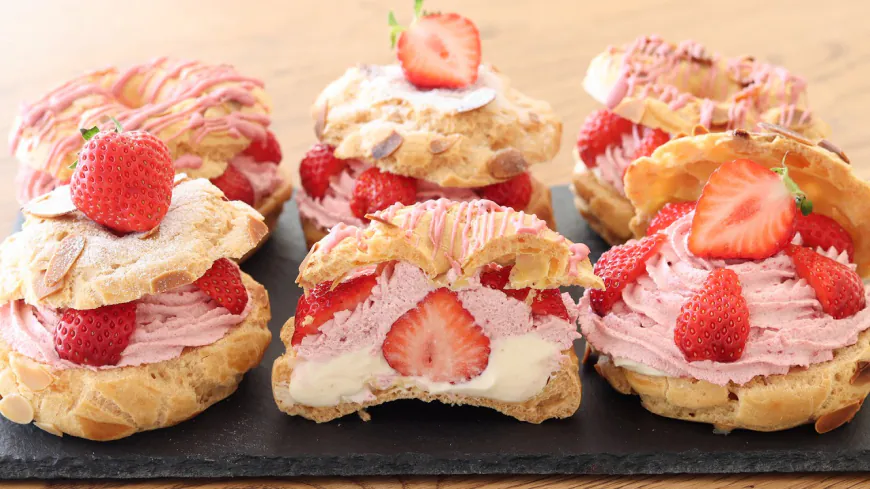 Strawberry Cream Choux Pastries Recipe