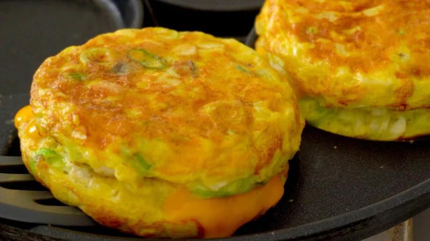 Cheesy Cabbage Egg Stacks Recipe