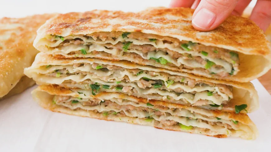 Chinese Meat Stuffed Layered Flatbread