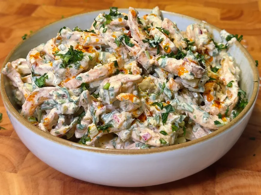 Crispy Air-Fried Potato Curl Salad with Herbed Vegan Dressing