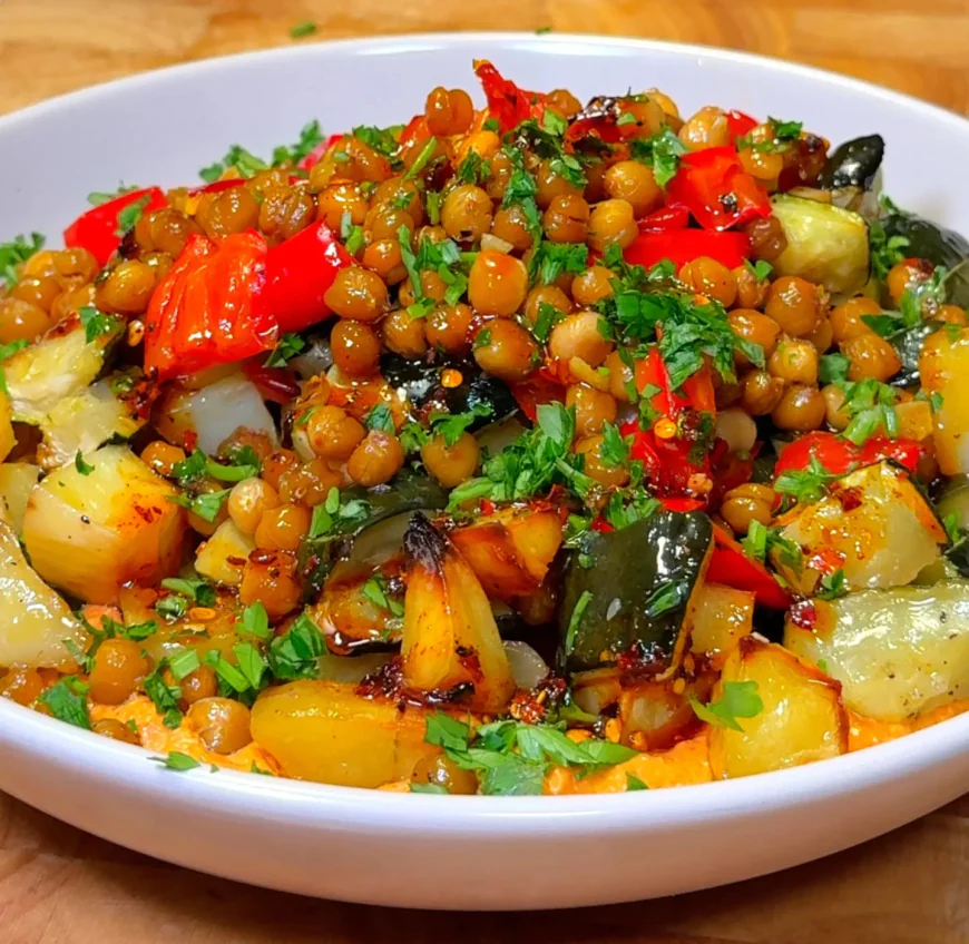 Roasted Veggie Bowl with Creamy Vegan Sauce