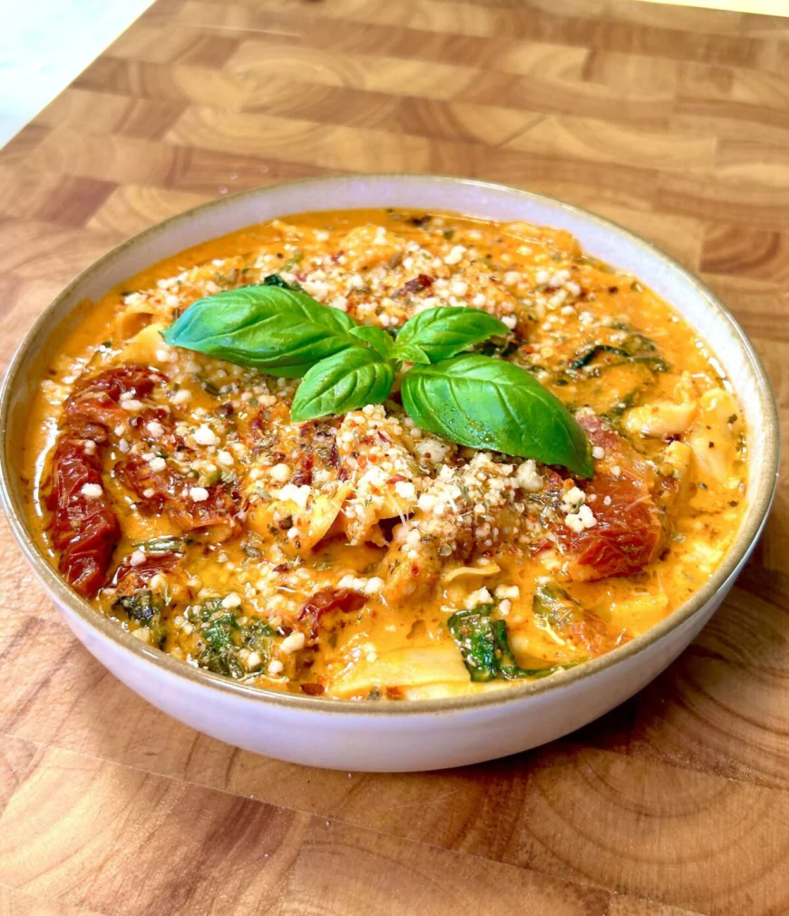 Creamy Vegan Tomato Tortellini Soup
