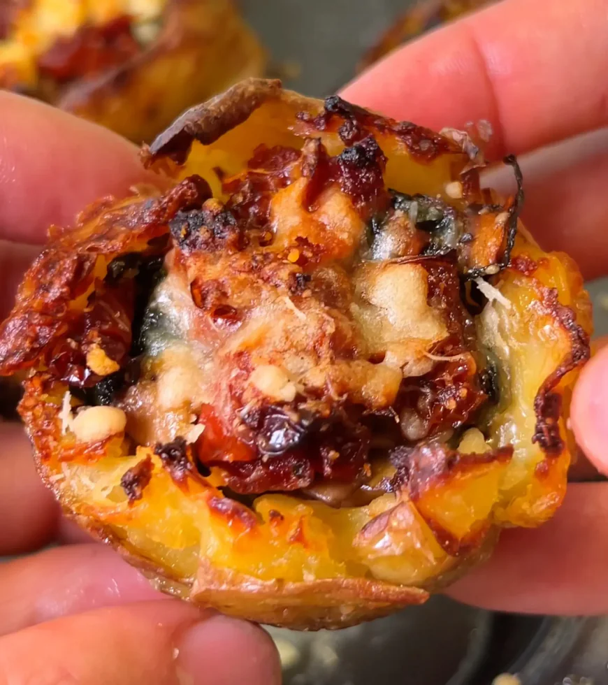 Crispy Stuffed Baby Potatoes with Mushroom and Spinach
