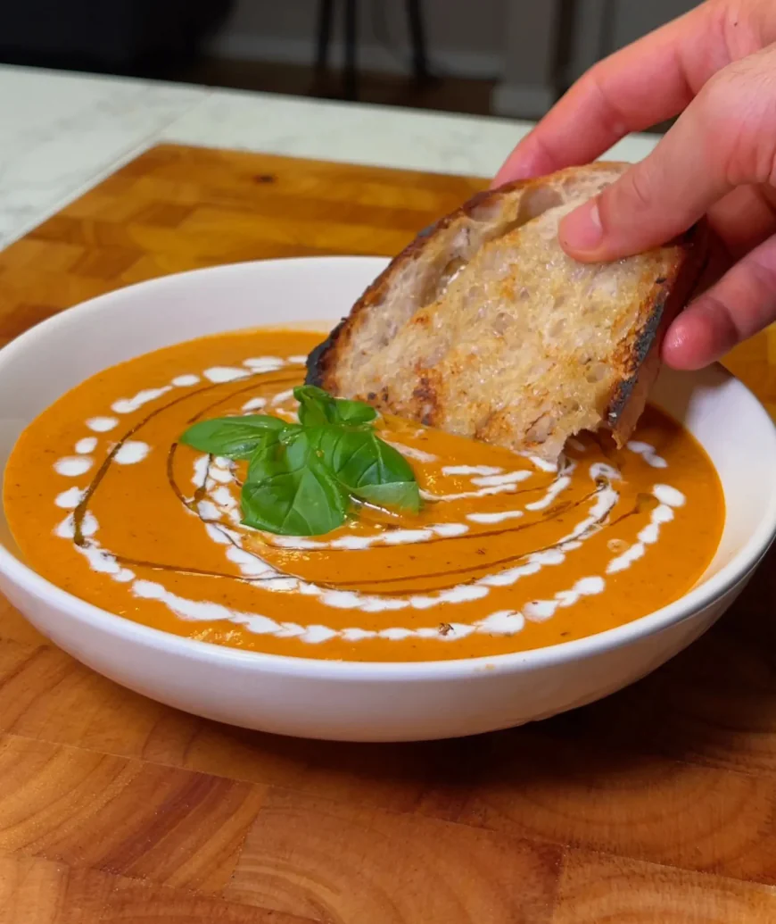 Roasted Tomato and Red Bell Pepper Soup with Creamy Oat or Coconut Finish