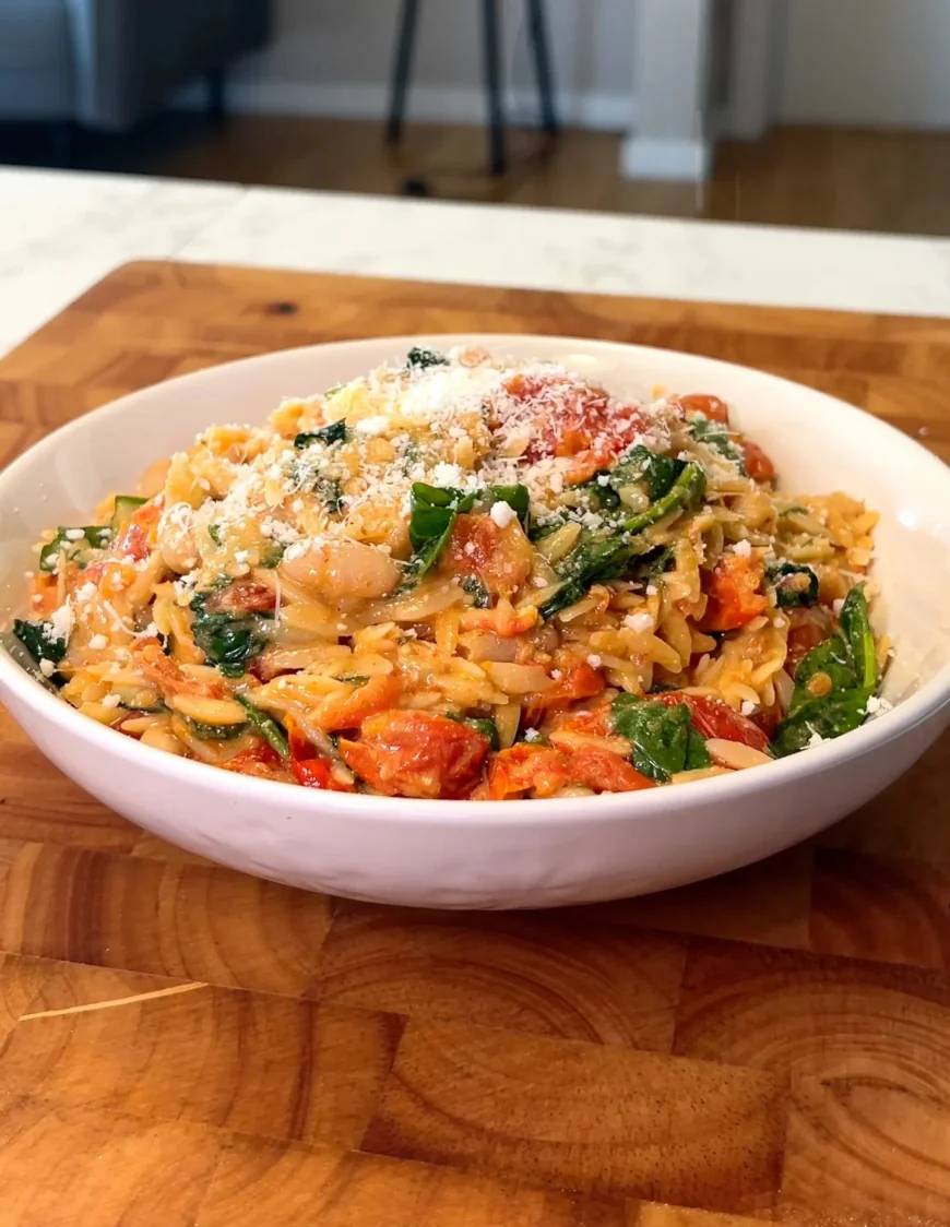 Creamy Vegan One-Tray Orzo Bake