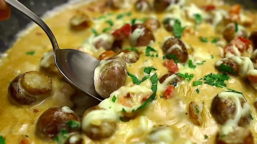 Creamy Garlic Mushrooms with Bacon and Cheese